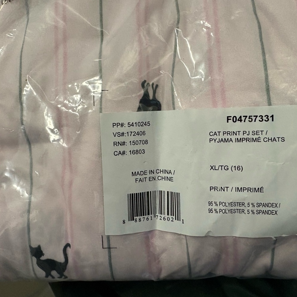 Charming Cat Print Pajama Set - Pink and Black